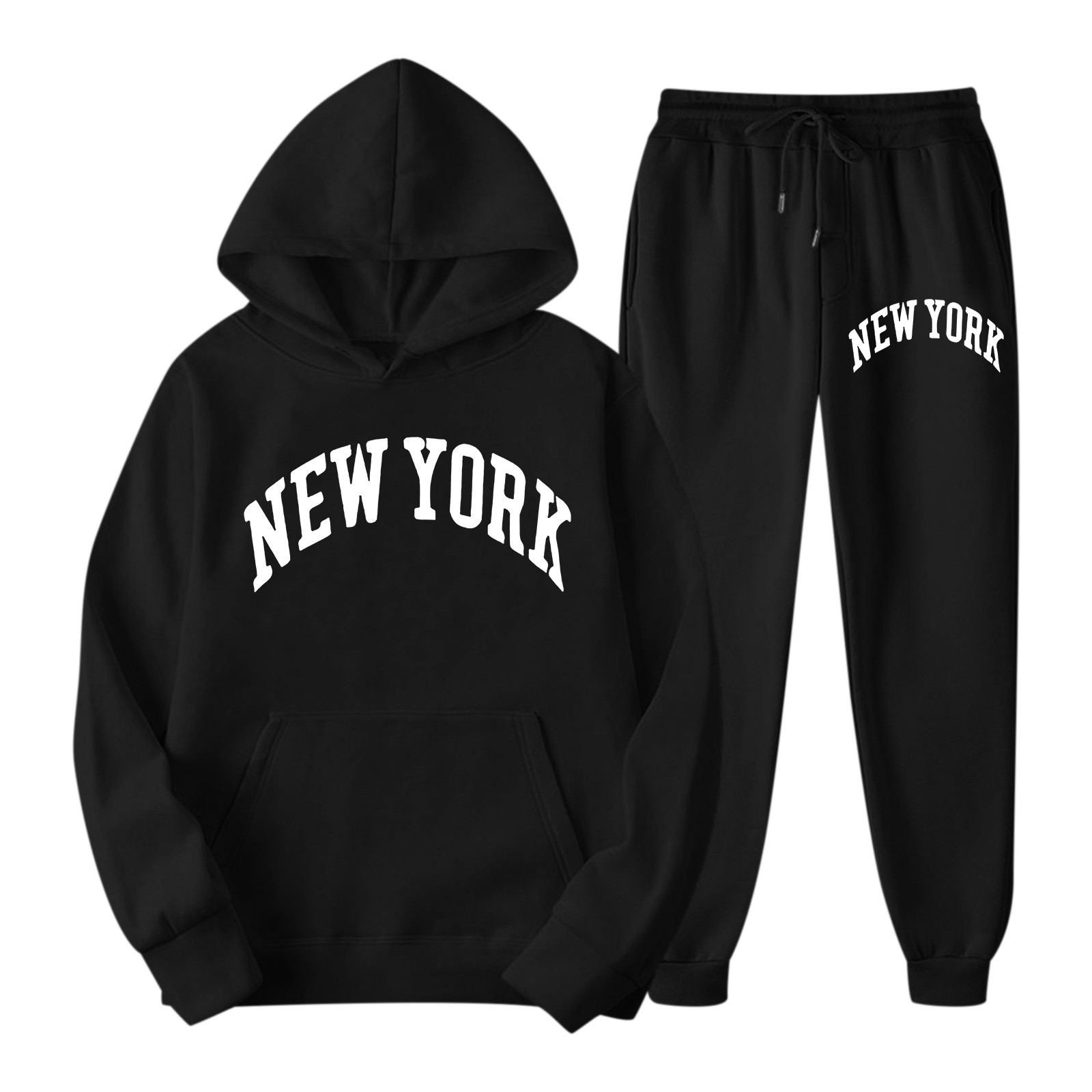thumbnail image 4 of Conjunto de sudadera y pantalones cargo de 2 piezas para mujer - Mezcla de poliéster y algodón, sudadera con capucha oversize, ropa de estar por casa para otoño/invierno, 4 of 4